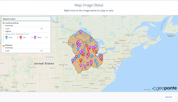 Capture Image of the Map (Print Screen Icon)