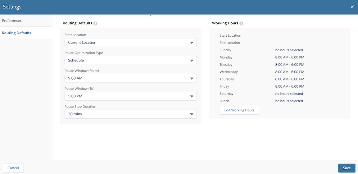 User Map Settings