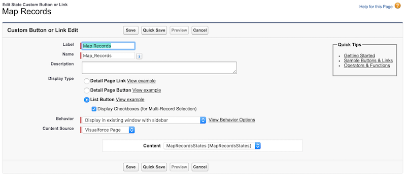 Add Map Button to Record Pages and List Views (Custom Objects)