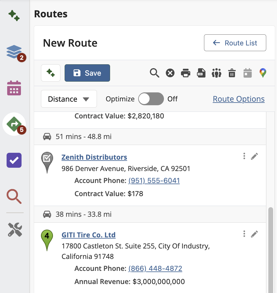 Add fields to a Route list